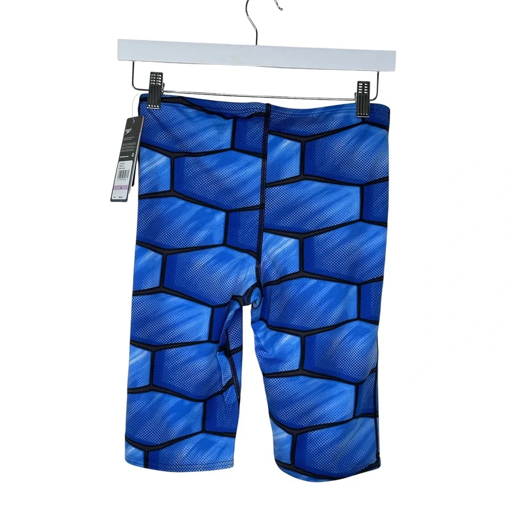 NEW Speedo Swim Jammers 32 Speedo Blue Endurance+ Training Trunks Shell Shock